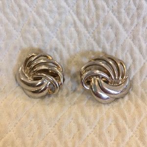 Vintage Clip in Earrings Swirl two toned